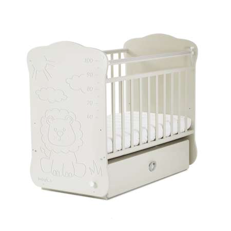 Детская кроватка Babyton Львёнок прямоугольная, поперечный маятник (белый)