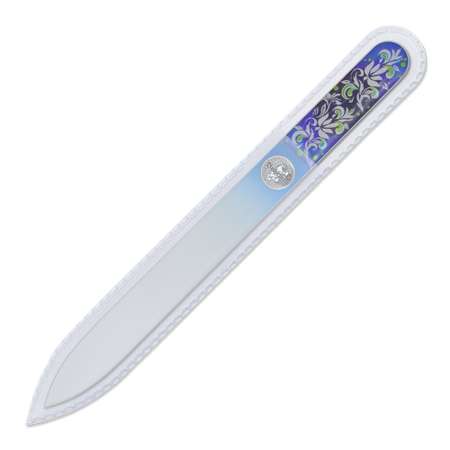 Пилка для ногтей BOHEMIA Czech Glass Nail Files 135 мм с объемной 3D наклейкой синий фон