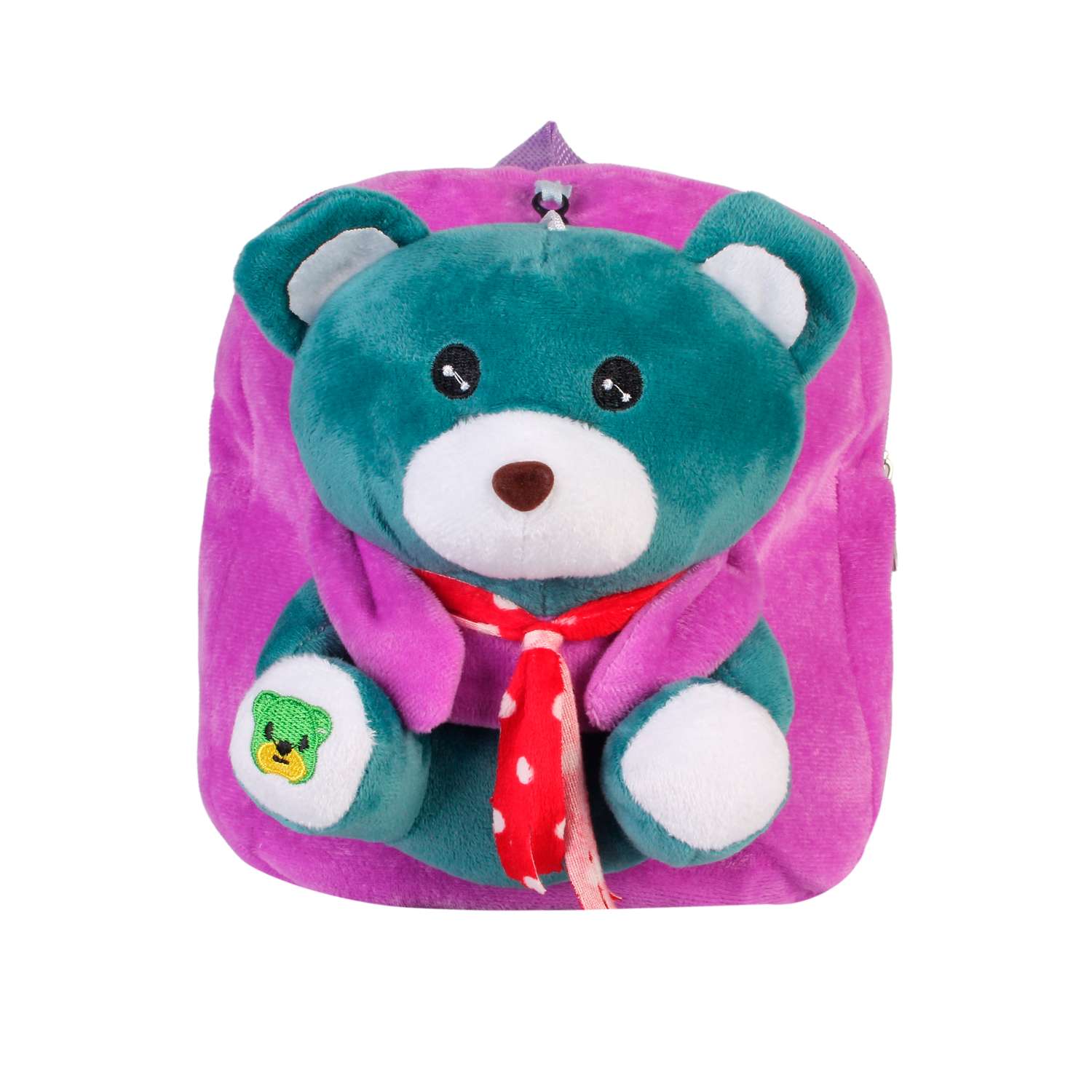 Рюкзак с игрушкой Little Mania фиолетовый Мишка изумрудно-зелёный - фото 1