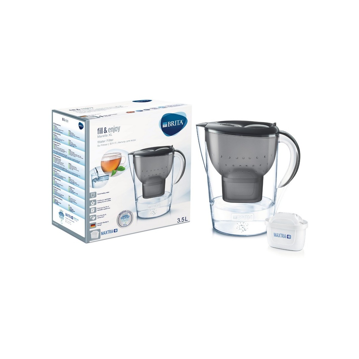 Фильтр-кувшин BRITA Marella XL Мемо MX+ графит 3.5 - фото 1