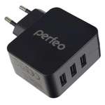 Сетевое зарядное устройство Perfeo CUBE 3 черное на 3 USB порта