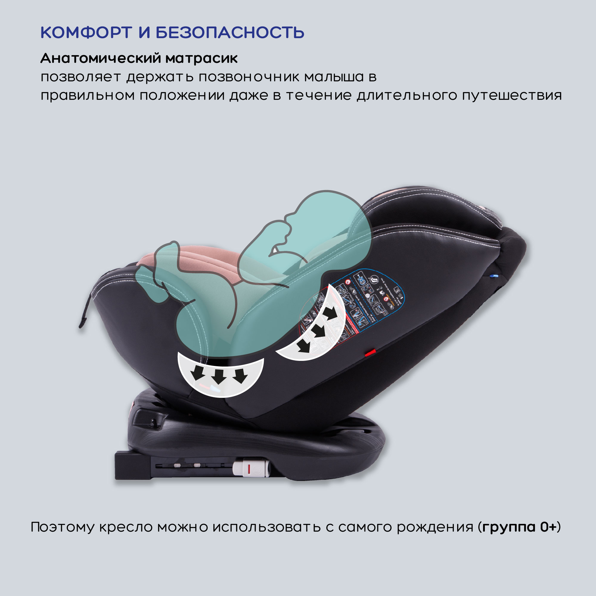 Автокресло детское AmaroBaby ST-3 Isofix класс D группа 0+ 1 2 3 бежевый - фото 13