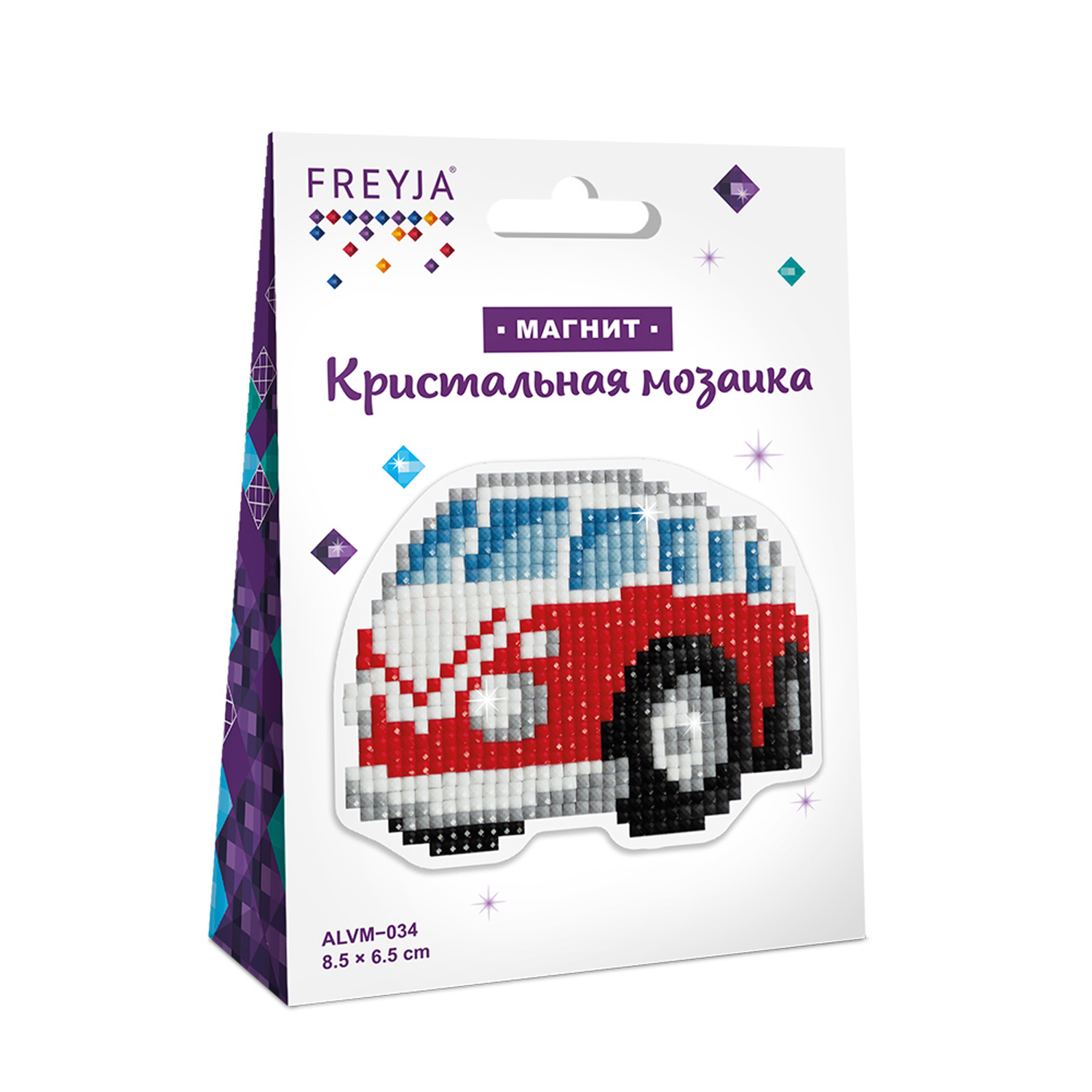 Кристальная (алмазная) мозаика Фрея ALVM-034 магнит Автобус 8.5 х 6.5 см - фото 1