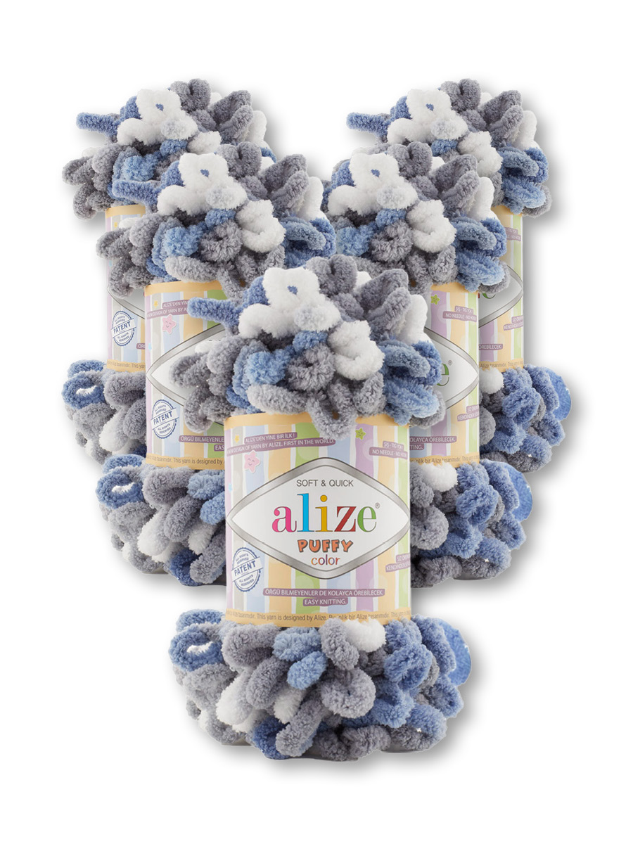 Пряжа для вязания Alize puffy color 100 г 9 м микрополиэстер плюшевая мягкая 6075 секционный 5 мотков - фото 3