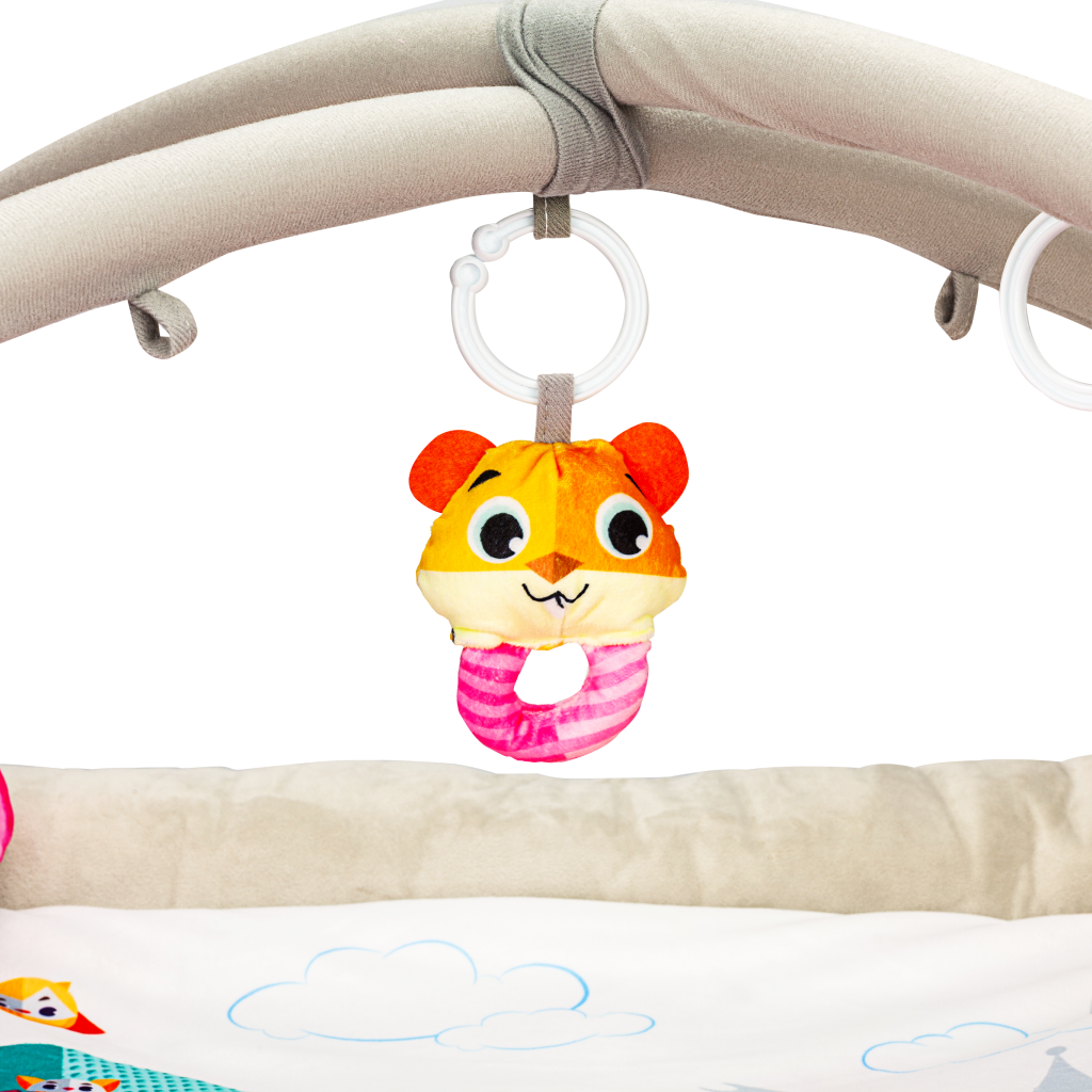 Развивающий игровой коврик Solmax для новорожденных с дугой и игрушками бежевый/розовый - фото 9