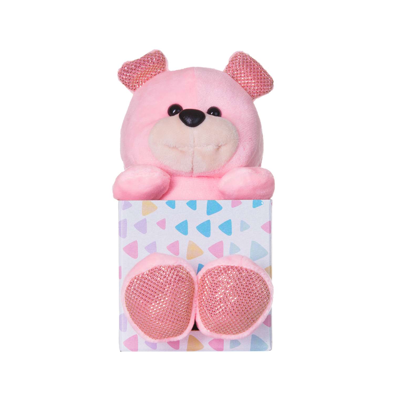 Мягкая игрушка МАЛЬВИНА Медведь 17 см розовый - фото 1