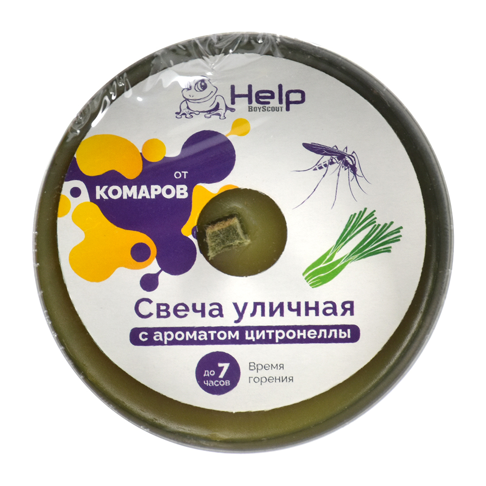 Свеча уличная от комаров Help BS в жестяной банке цитронелла - фото 1