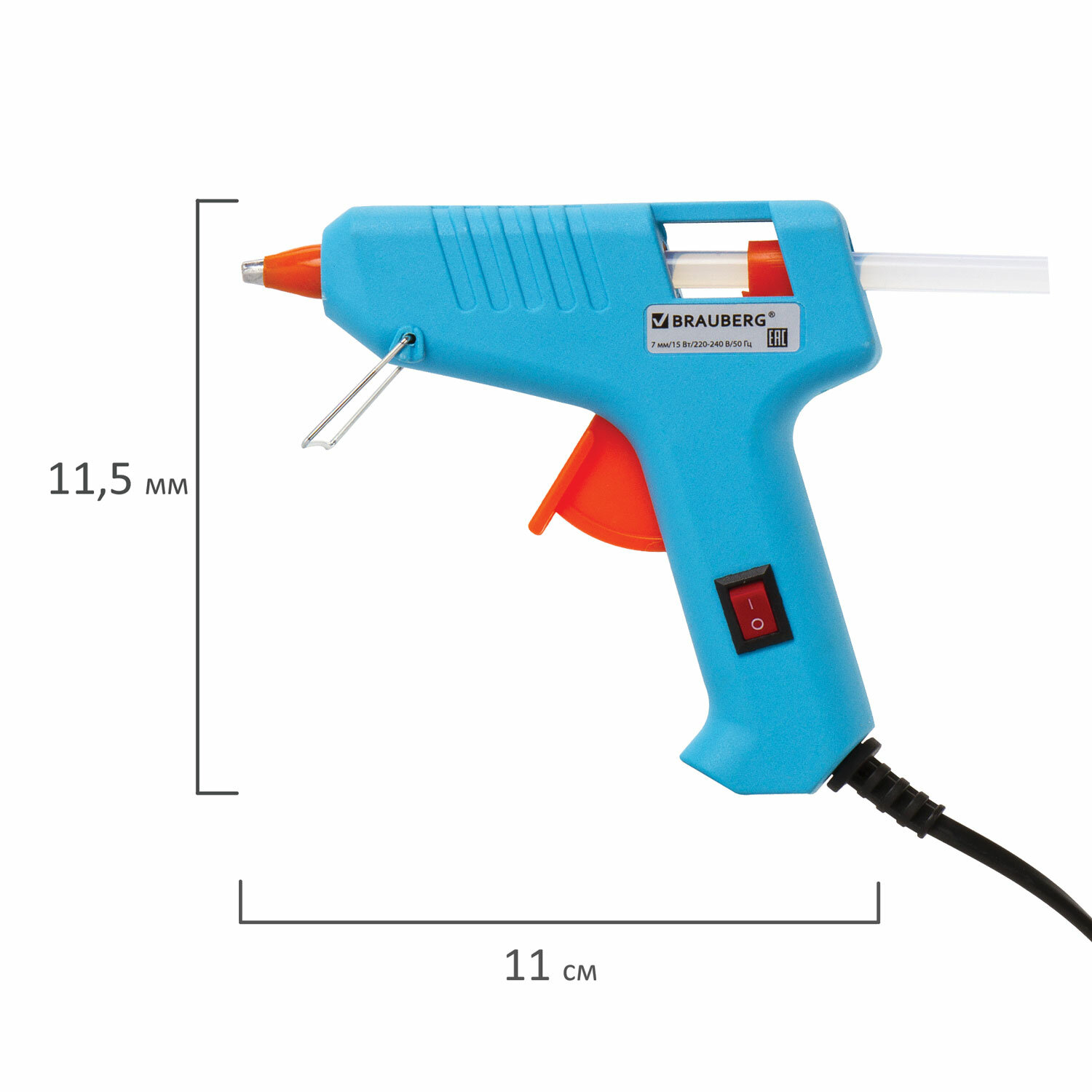 Пистолет клеевой Brauberg для рукоделия для горячего клея электрический 15 Вт для стержня 7 мм - фото 18