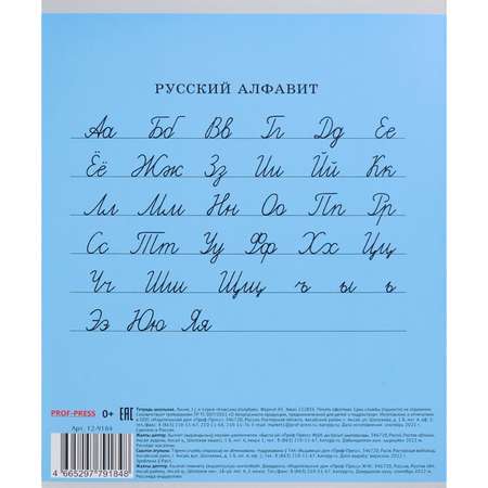 Тетрадь школьная Prof-Press Классика линия 12 листов голубая в спайке 10 штук