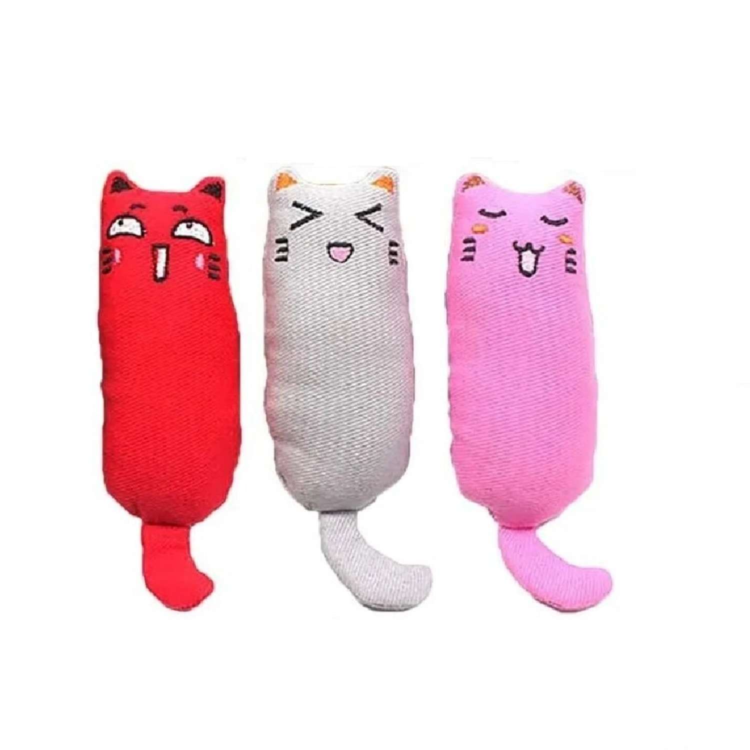 Игрушки для кошек ZDK с кошачьей мятой Набор 3шт розовый серый красный ZooWell - фото 1