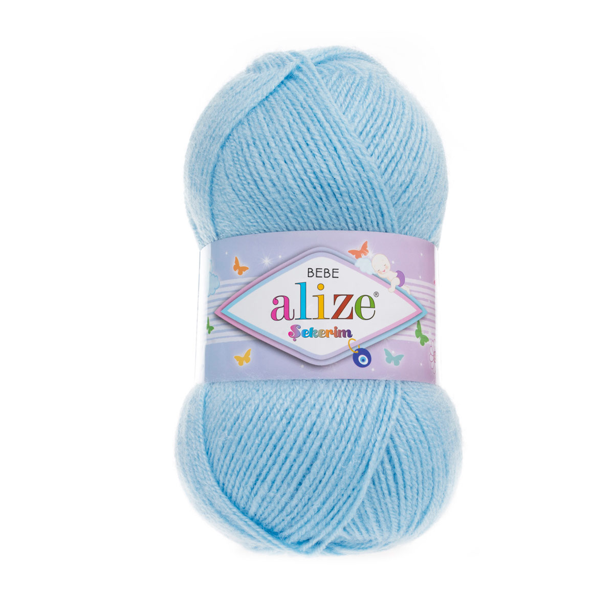 Пряжа для вязания Alize sekerim bebe 100 гр 320 м акрил для мягких игрушек 40 голубой 5 мотков - фото 4