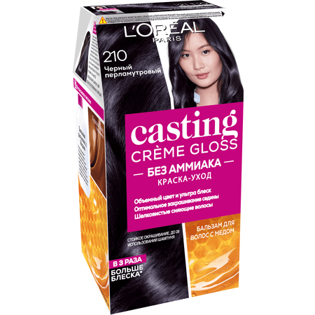 Краска для волос LOREAL Casting Creme Gloss без аммиака оттенок 210 Черный Перламутровый