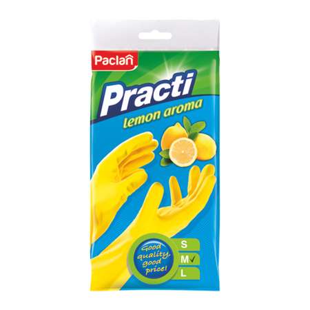 Перчатки Paclan Резиновые с ароматом лимона желтые 1 пара M