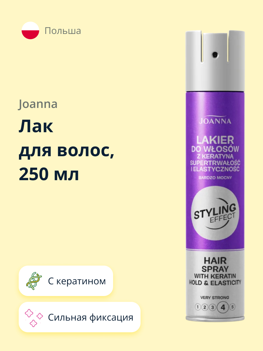 Лак для волос JOANNA Styling effect сильная фиксация с кератином 250 мл - фото 1