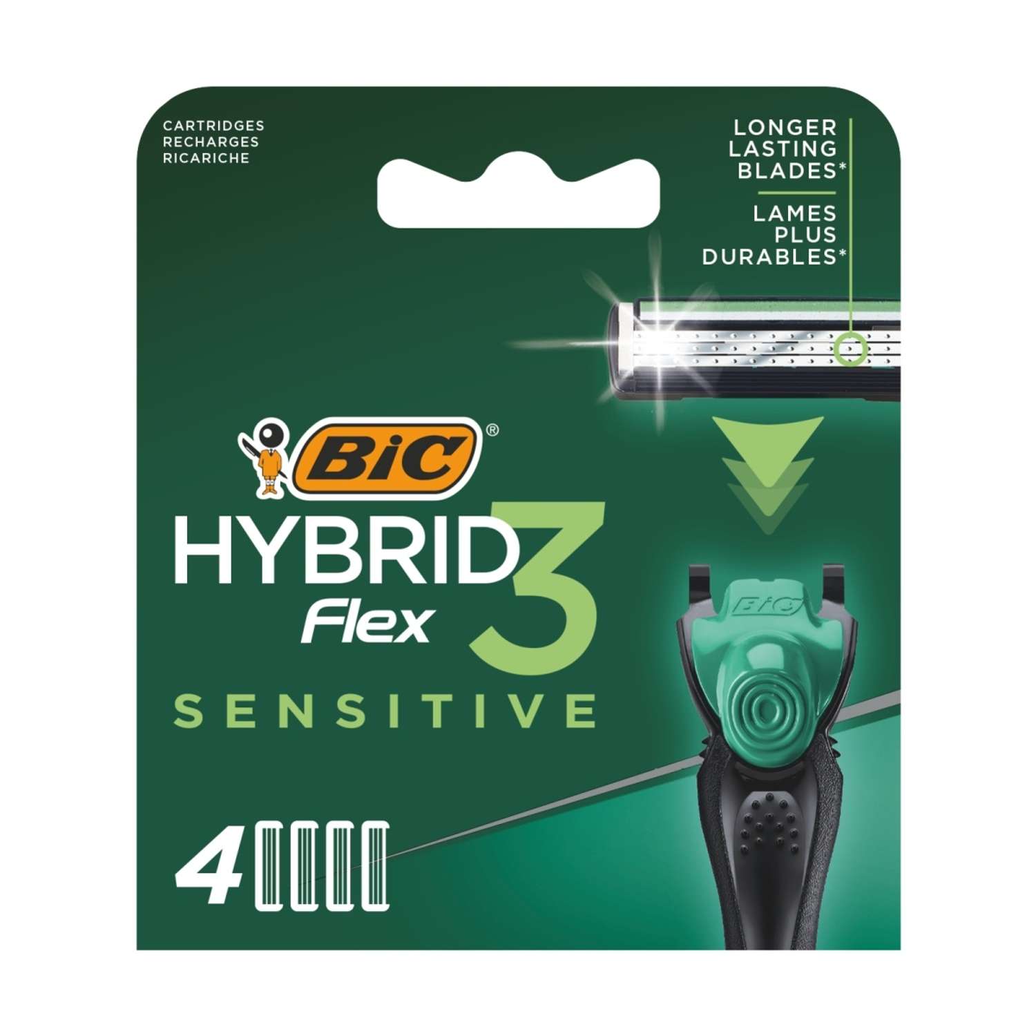 Сменные кассеты для бритвы BIC Hybrid 3 Flex Sensitive 4 шт - фото 1