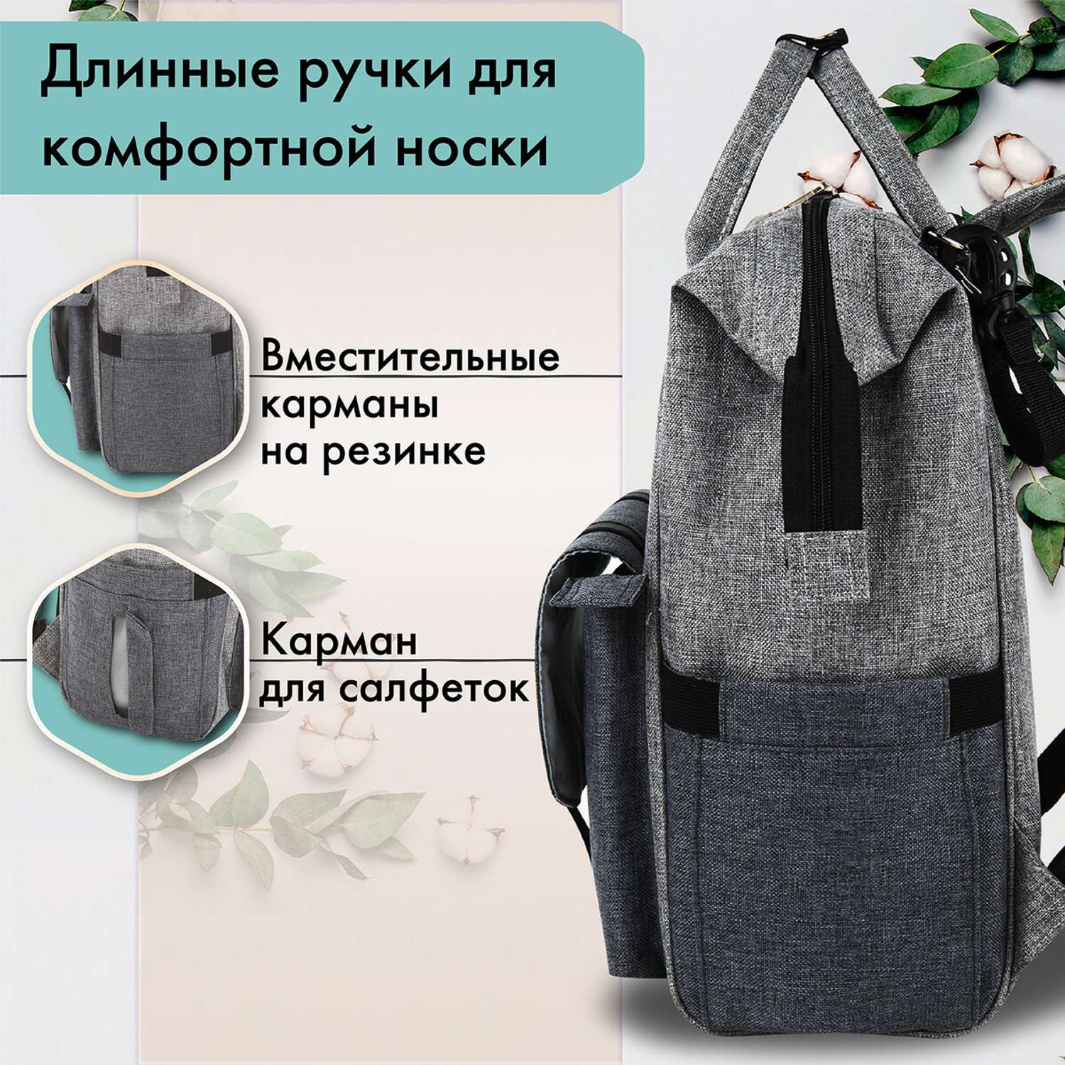 Рюкзак для мамы и малыша Brauberg для коляски с термокарманами - фото 4
