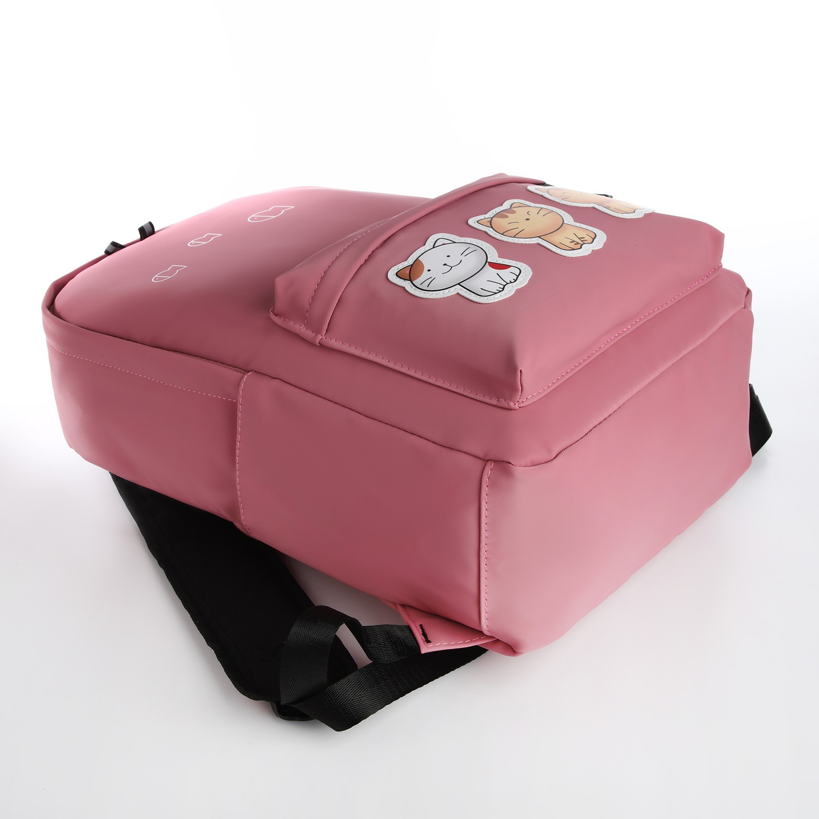 Рюкзак молодёжный NAZAMOK из текстиля на молнии 4 кармана цвет розовый - фото 3