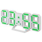 LED часы-будильник Perfeo LUMINOUS 2 белый корпус зелёная подсветка PF-6111