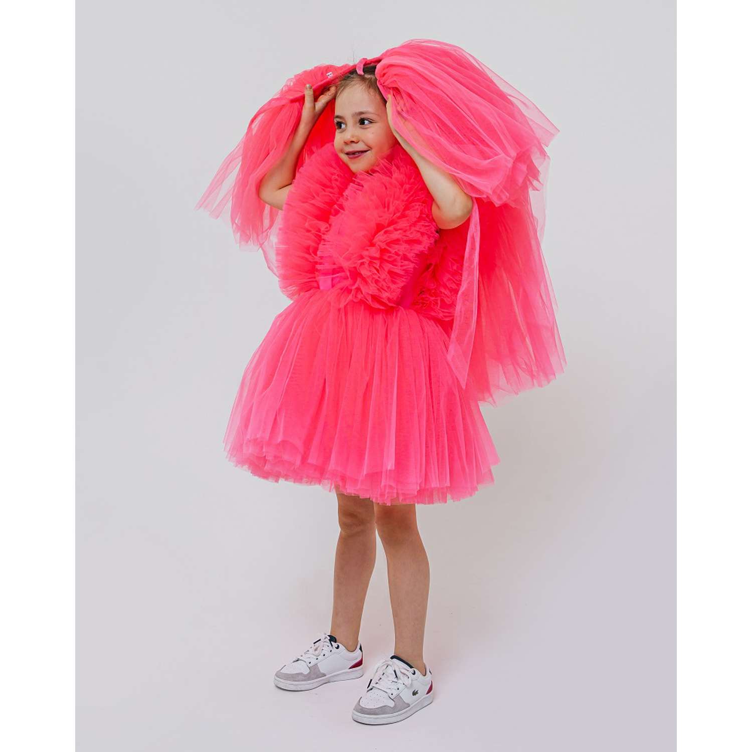 Платье Роскошь с Детства 07-RSD-27 розовый-неоновый- мини - фото 9
