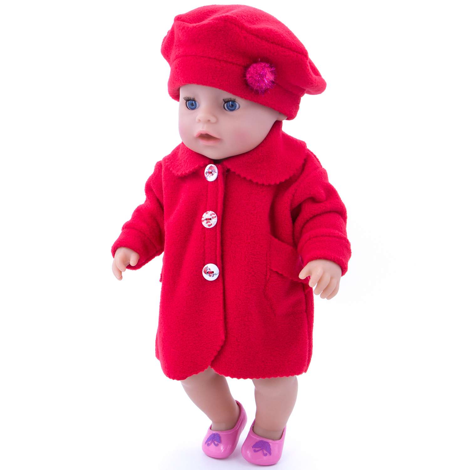 Комплект одежды Модница Пальто с беретом для пупса 43-48 см 6119 красный 6119красный - фото 4