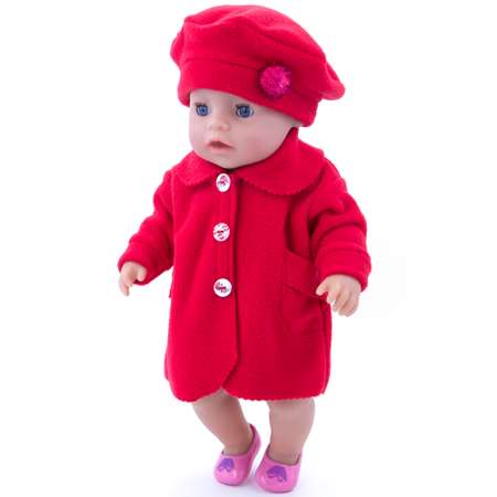Комплект одежды Модница Пальто с беретом для пупса 43-48 см 6119 красный