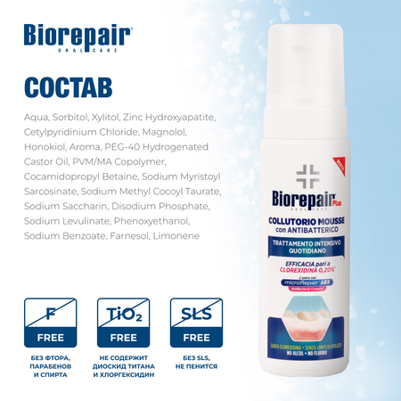 Мусс Biorepair Plus Mouthwash Антибактериальный для полости рта