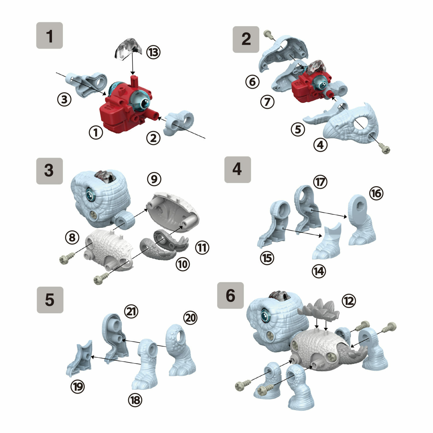 Интерактивная игрушка 1TOY RoboLife Стегозавр сборная модель конструктор со светом и звуком - фото 10