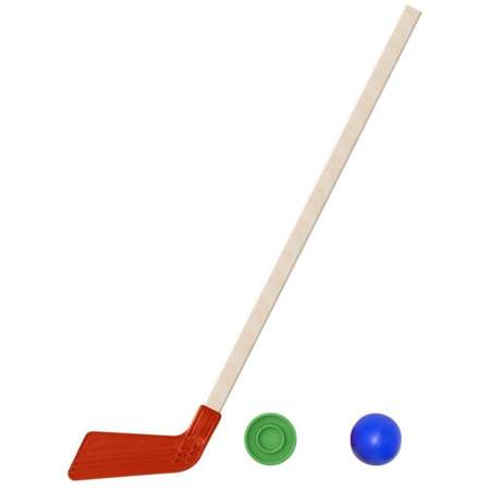 Набор для хоккея Задира Клюшка хоккейная детская красная+ шайба + мячик