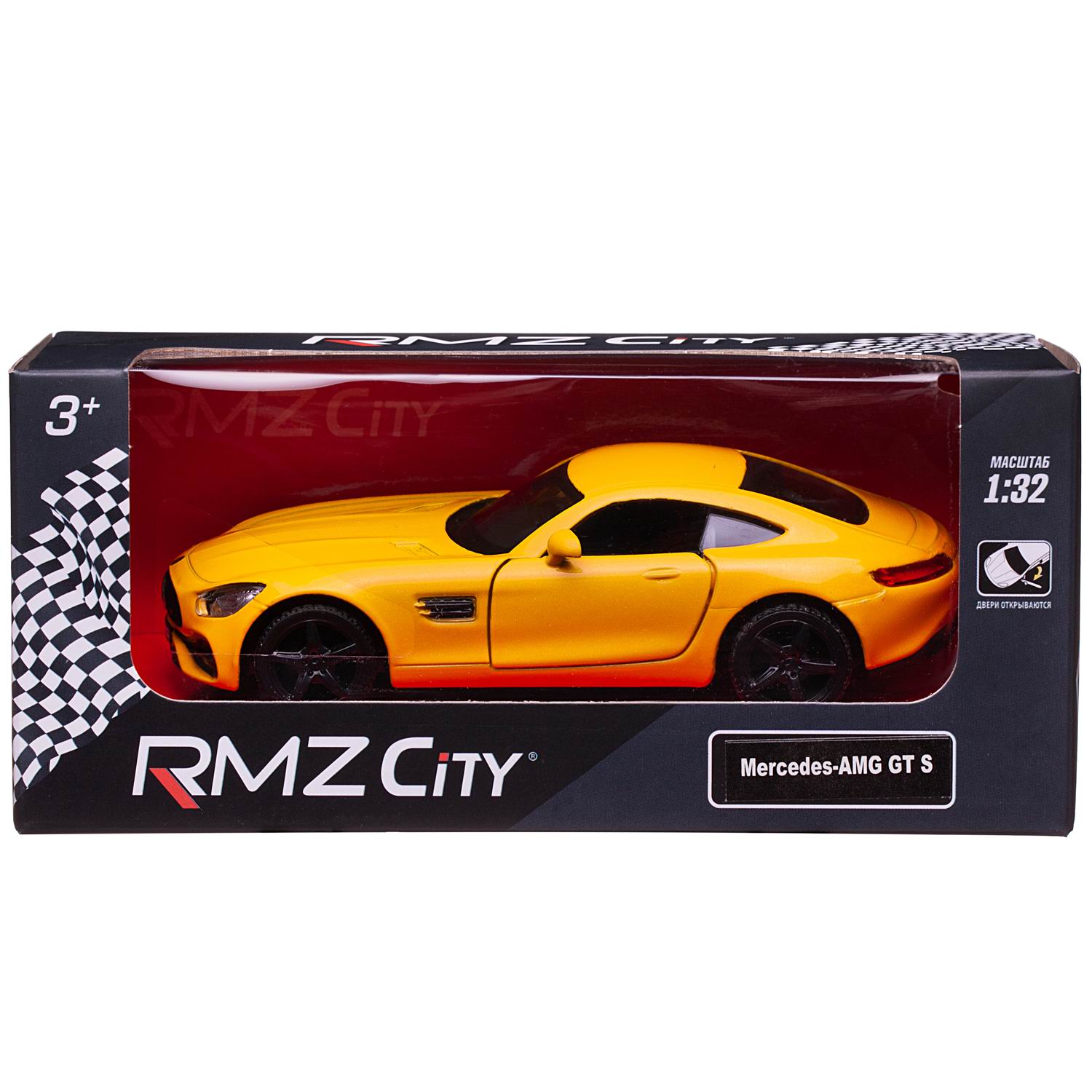 Машина металлическая RMZ City 1:32 Mercedes-Benz GT S AMG 2018 (цвет желтый)