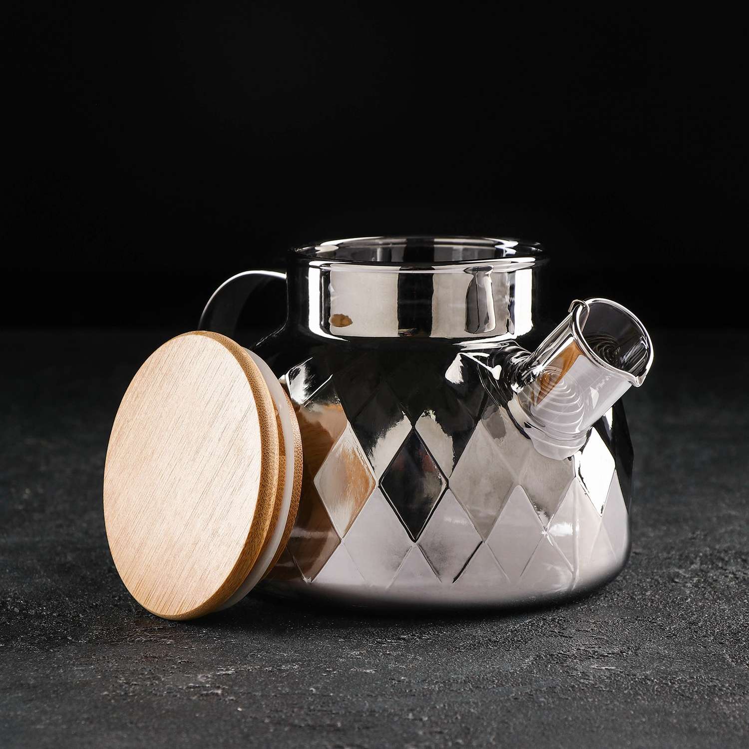 Чайник Sima-Land стеклянный заварочный «Круиз» 800 мл с металлическим ситом цвет серый - фото 2
