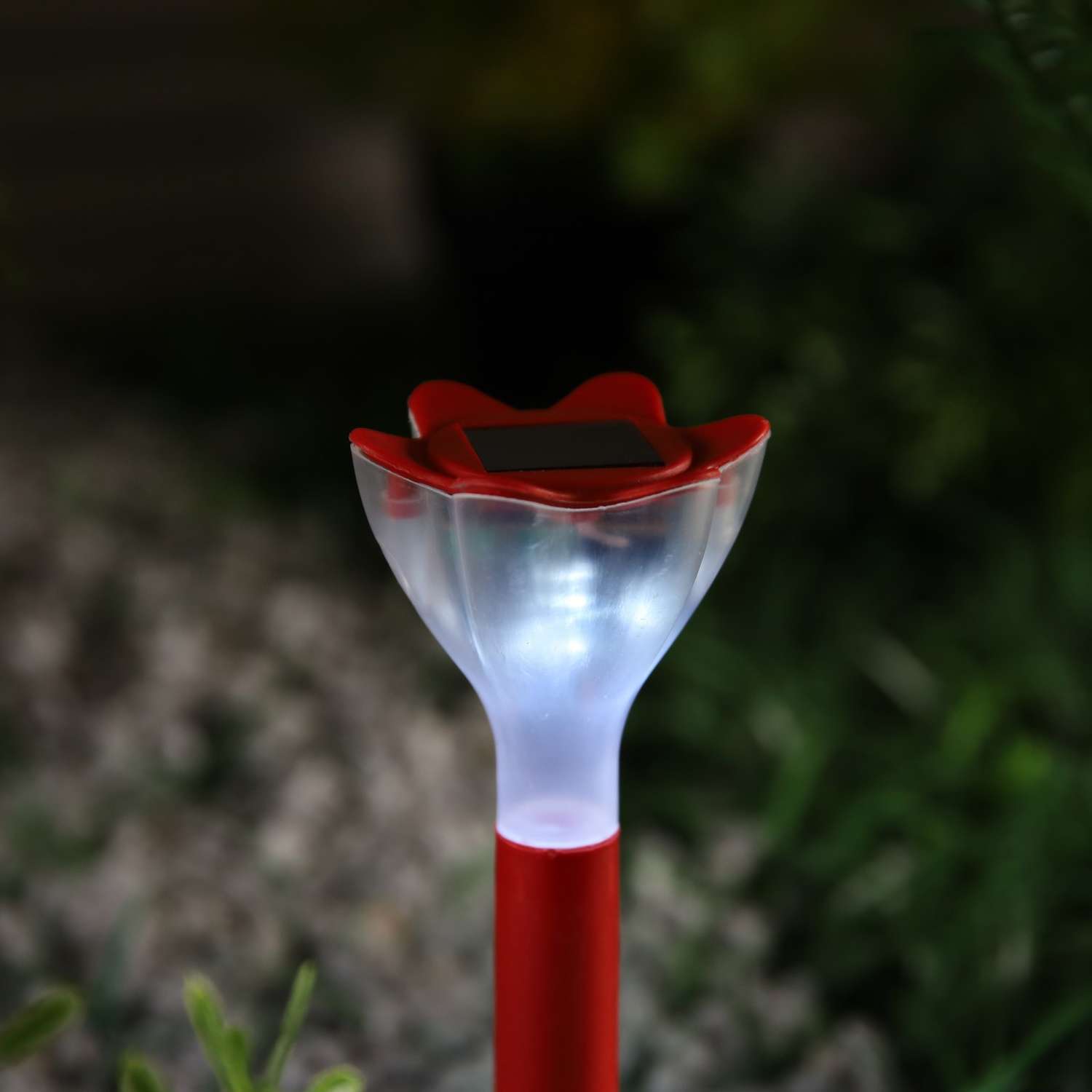 Садовый светильник Luazon на солнечной батарее «Цветок красный» 6 × 29 × 6 см 1 LED свечение белое - фото 3