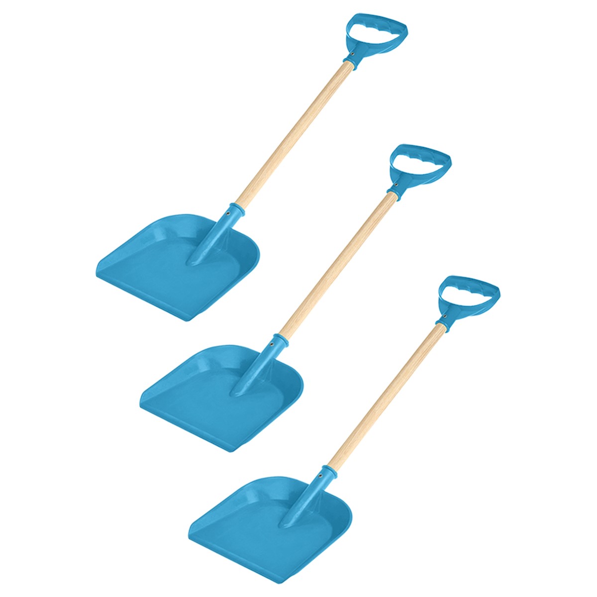 Набор детских лопат Задира для снега и песочницы с деревянной ручкой 60 см голубая - 3 шт - фото 1