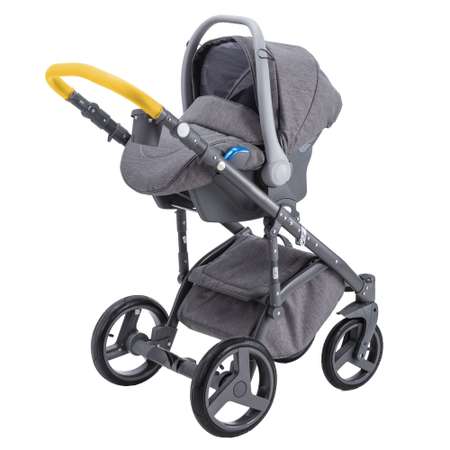 Коляска 3в1 BeBe-mobile Ravenna Sport V105 Темно-серый+Белая кожа+Желтая кожаная отделка