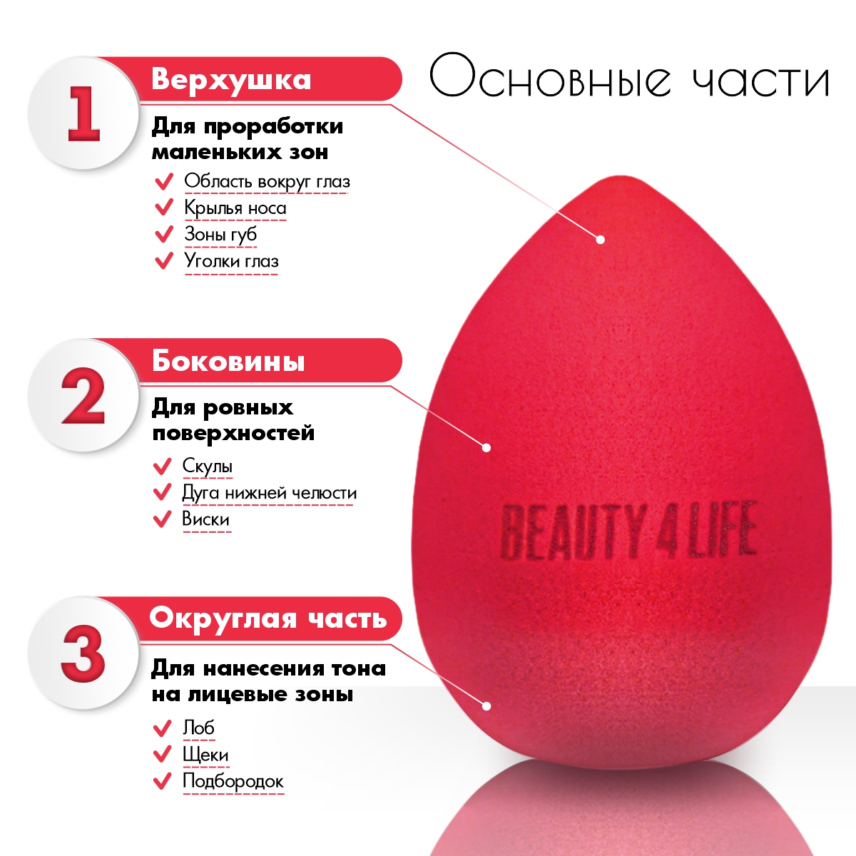 Спонж для макияжа Beauty4Life на подставке розовый - фото 2