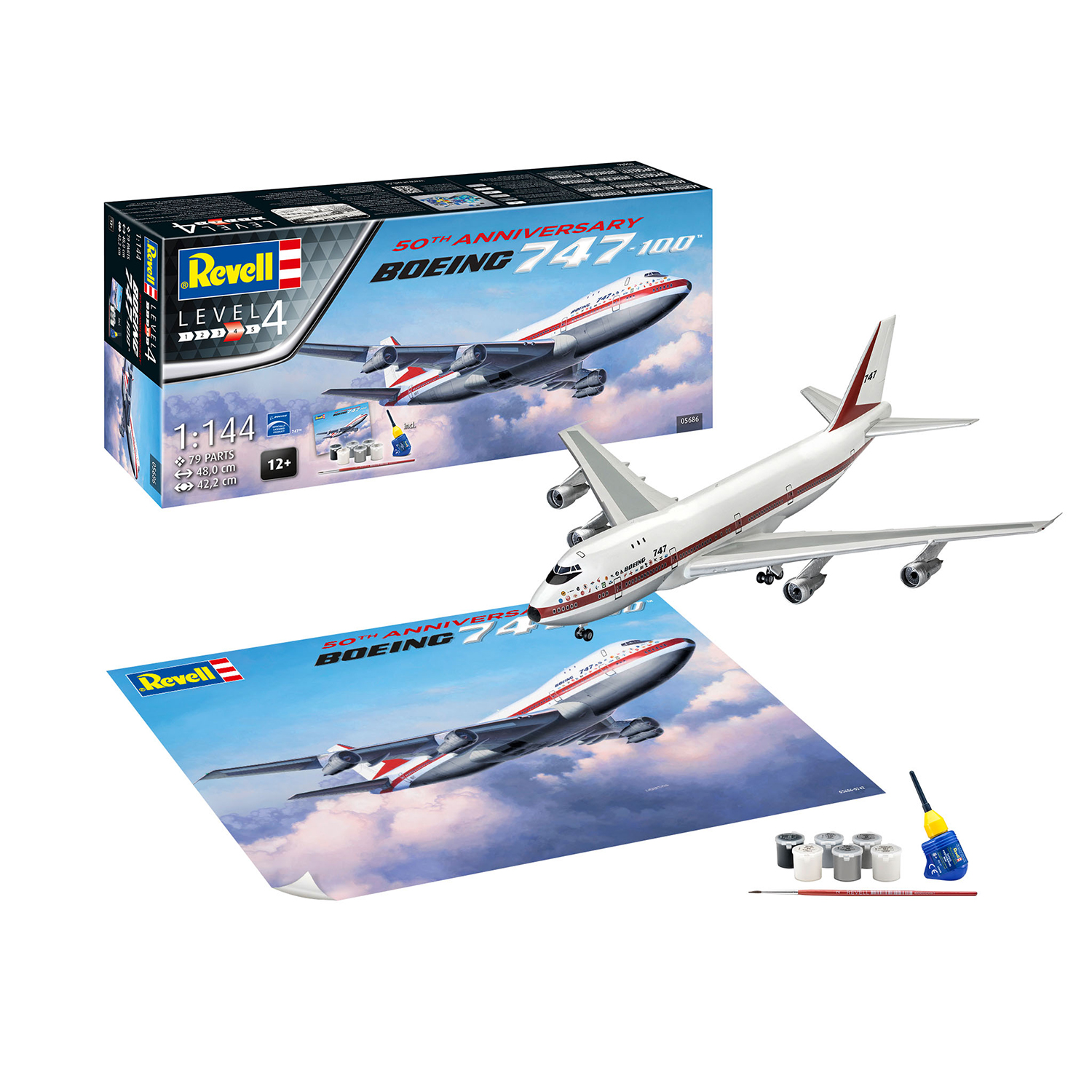 Сборная модель Revell Самолет Boeing 747-100 50th Anniversary 05686 - фото 1
