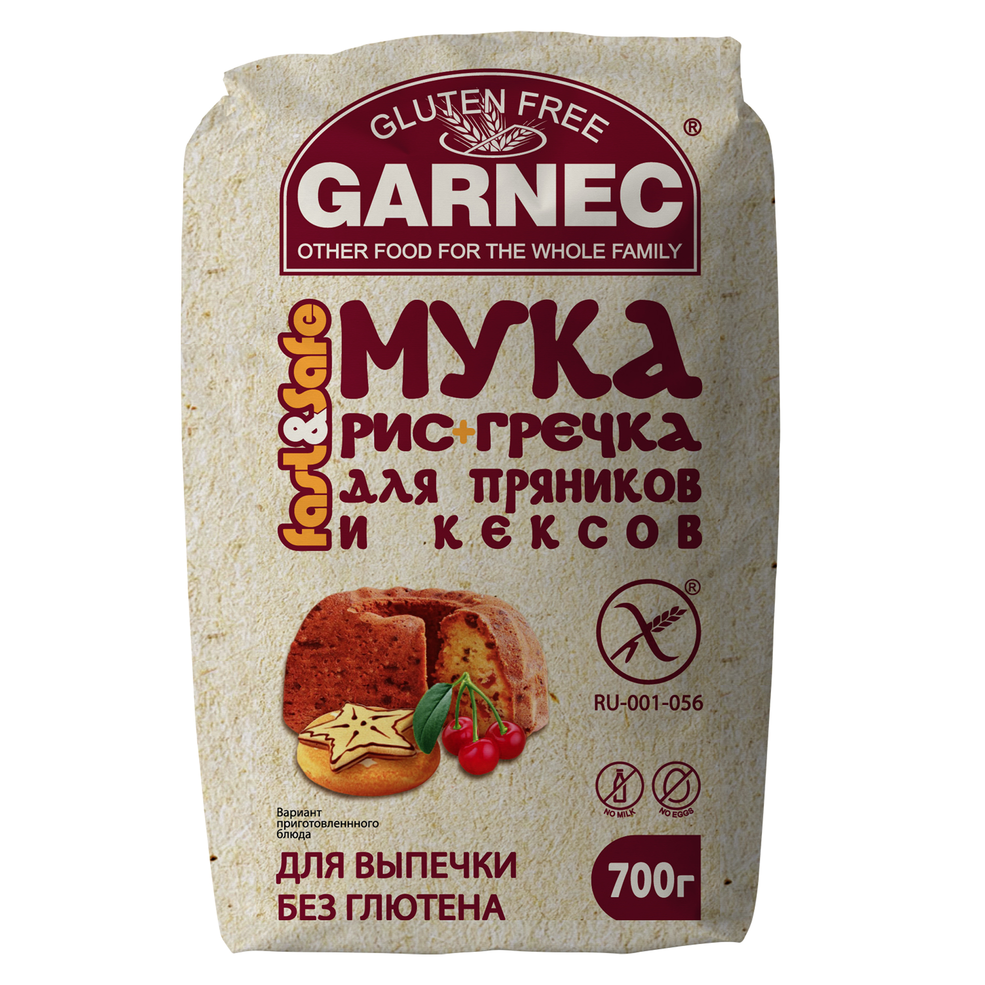 Мука для пряников и кексов Garnec без глютена рис+гречка 700г - фото 1