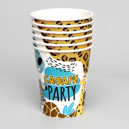Набор бумажной посуды Страна карнавалия «Сафари Party» 6 тарелок 6 стаканов 6 колпаков