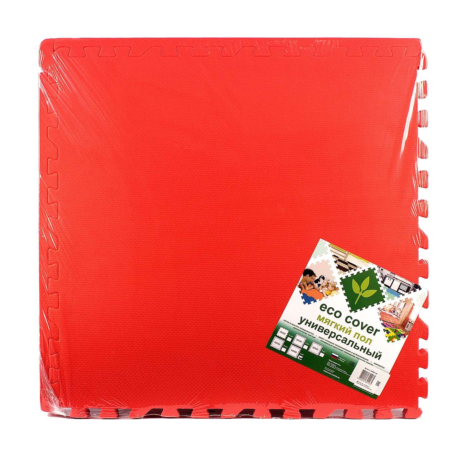 Развивающий детский коврик Eco cover игровой для ползания мягкий пол красный 60х60 - фото 1