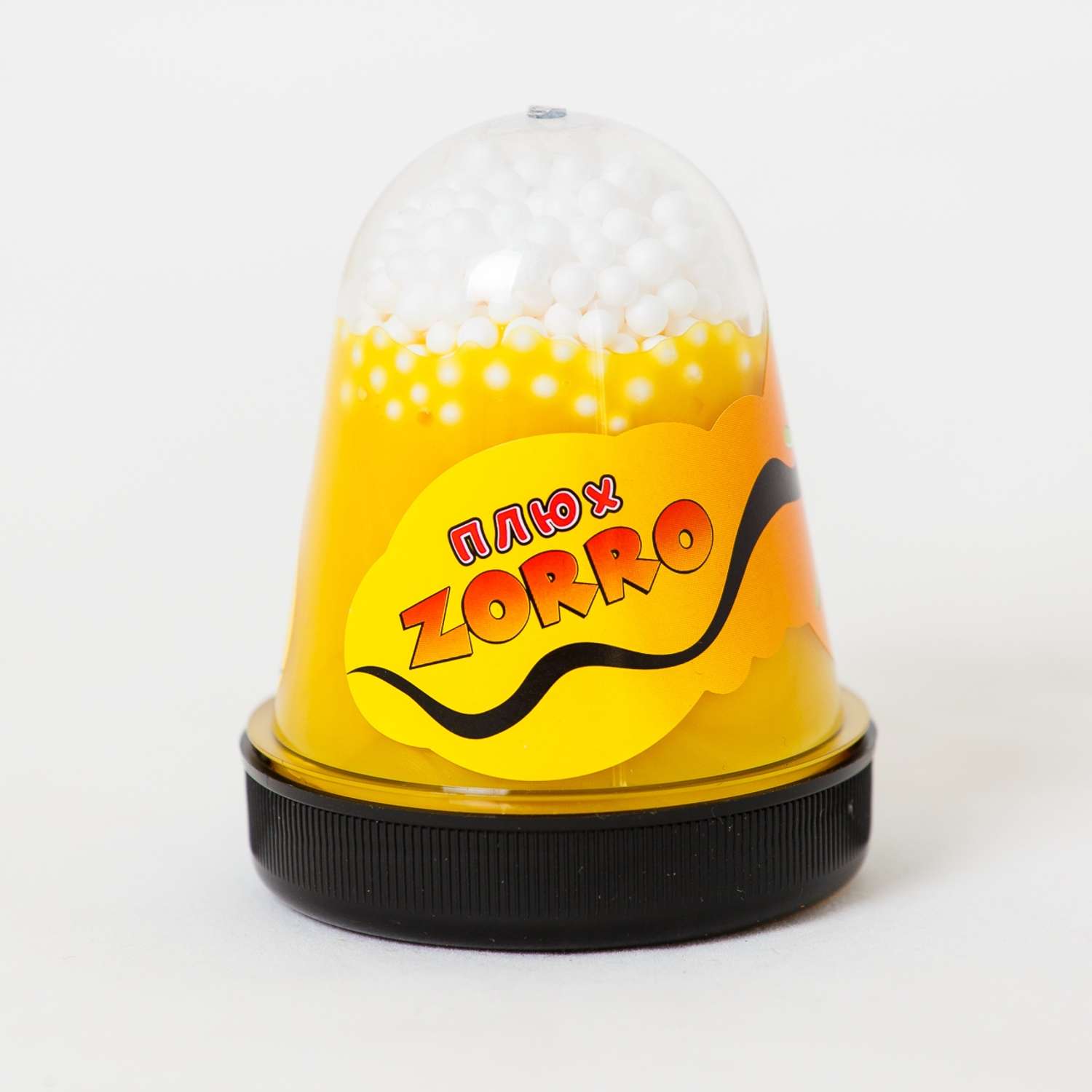 Слайм ПЛЮХ Zorro перламутровый желтый капсула с шариками 130г - фото 1