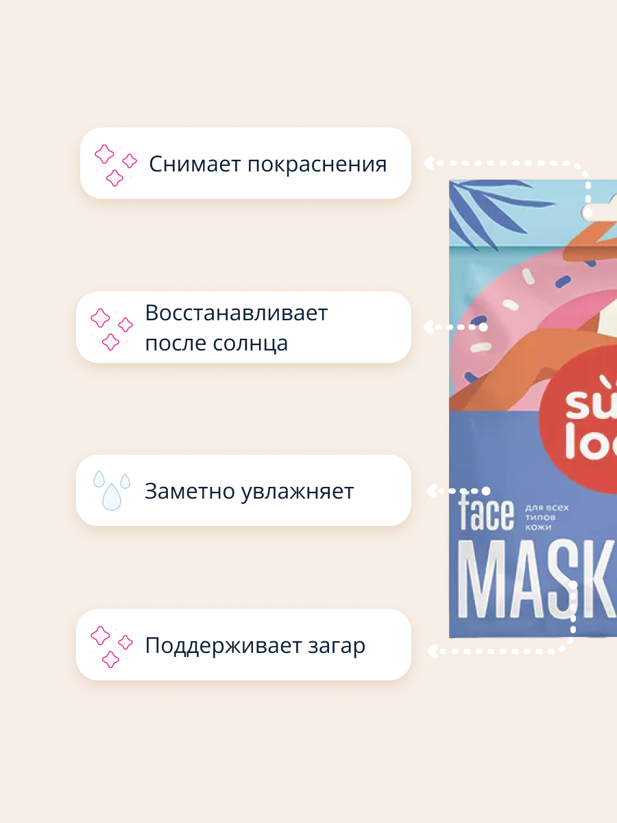 Маска тканевая SUN LOOK с пантенолом и экстрактом алоэ вера увлажняющая 25 г - фото 3