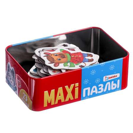 Макси-пазлы Puzzle Time в металлической коробке «Весёлый Новый год» 46 деталей