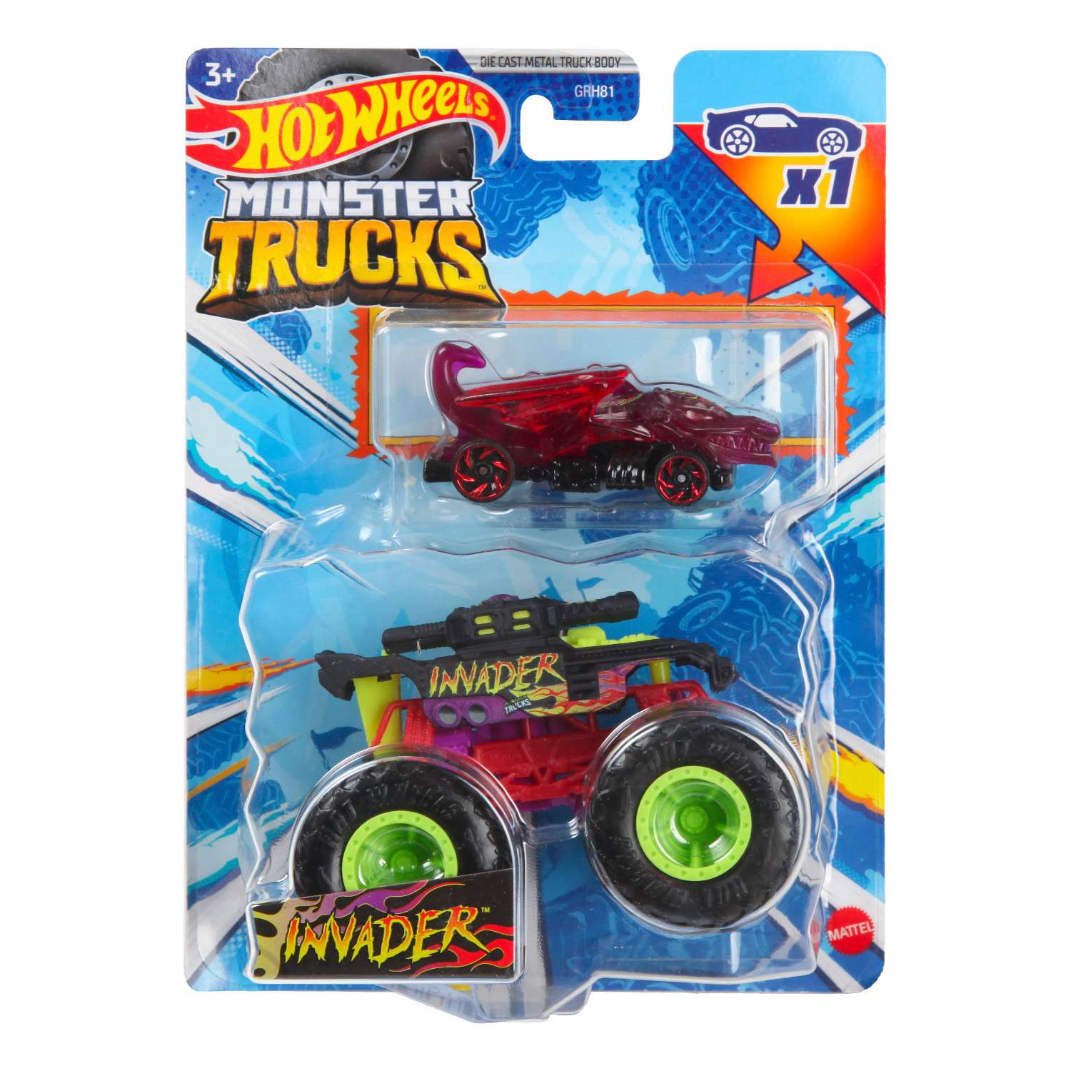 Машина Hot Wheels Monster Truck Invader HDB95 GRH81 - фото 7