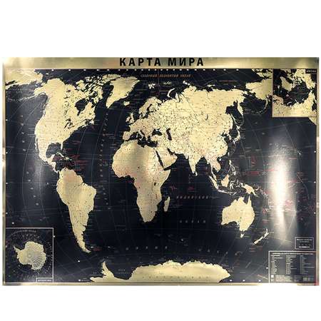 Карта мира РУЗ Ко Интерьерная. Политическая. Gold