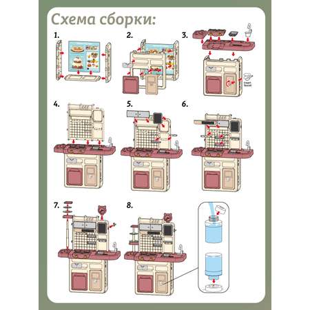 Игровой набор детский ДЖАМБО Кухня со световыми и звуковыми эффектами паром кран-помпа