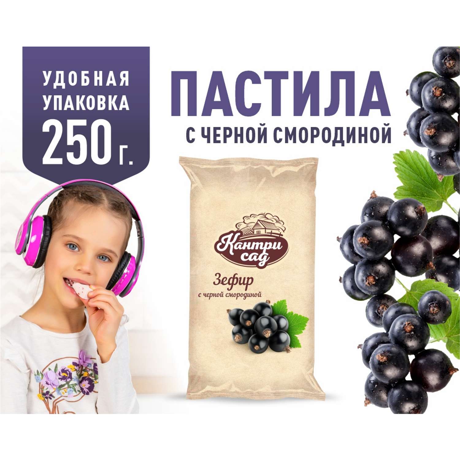Пастила Кантри Сад с ягодами черной смородины 250 грамм - фото 1
