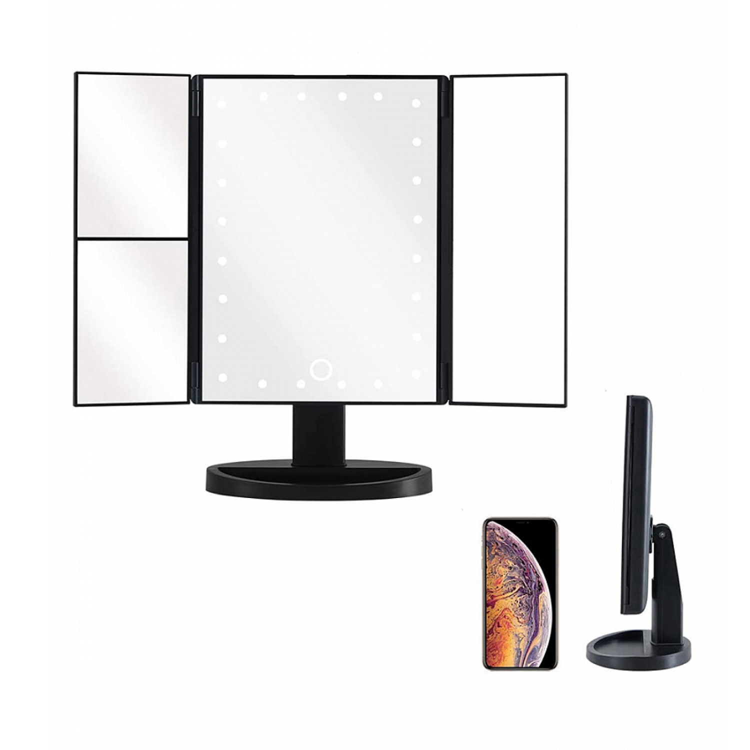 Зеркало косметическое CleverCare Makeup Mirror раскладное мини-трюмо с подсветкой и комбинированным увеличением 2Х 3X - фото 9