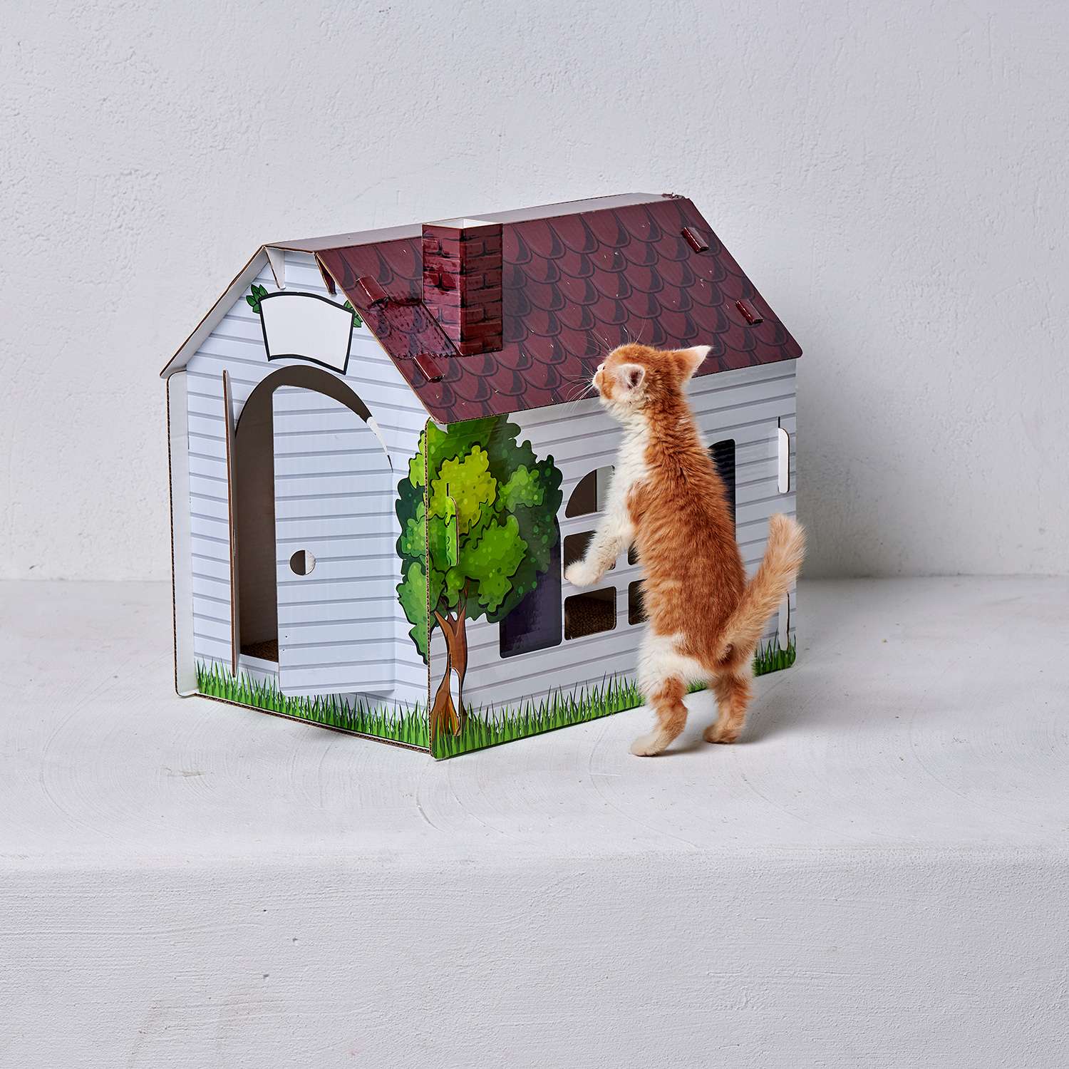 Домик MASKBRO улучшенный картонный для кошек и собак с когтеточкой матовый - фото 4