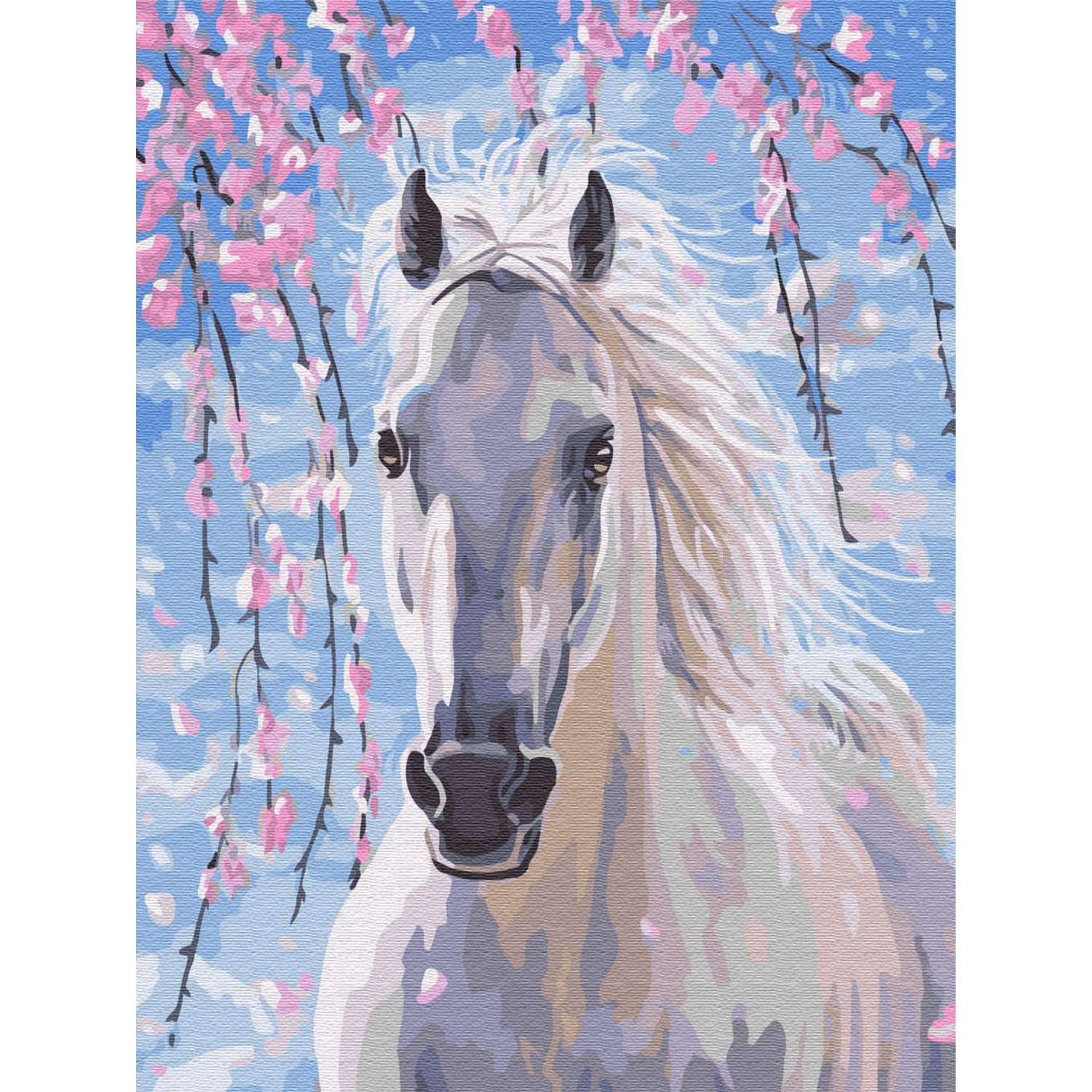 Картина по номерам Цветной Белогривая лошадка 30x40 см - фото 1