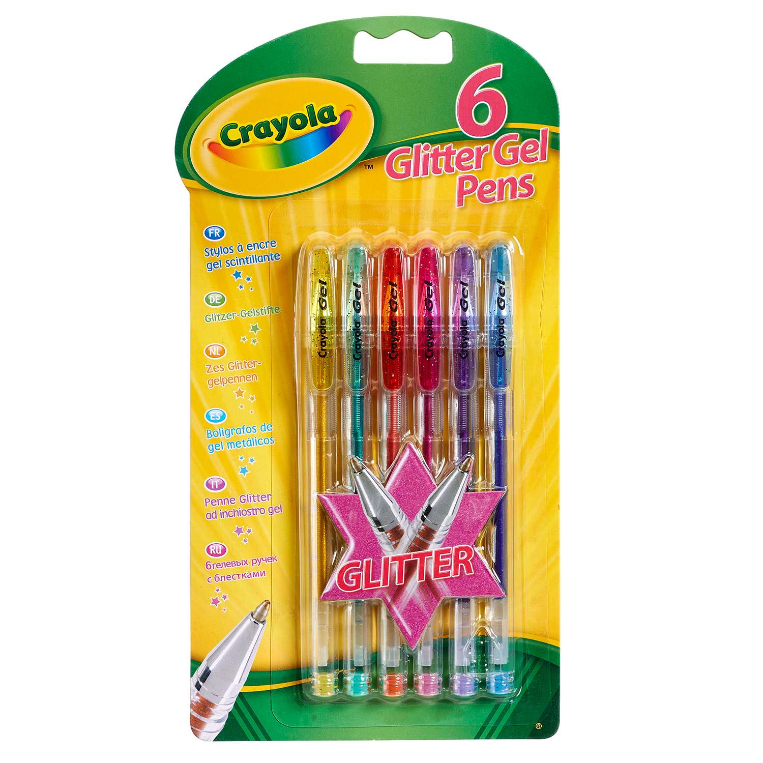Гелевые ручки CRAYOLA 6 шт с блестками - фото 1