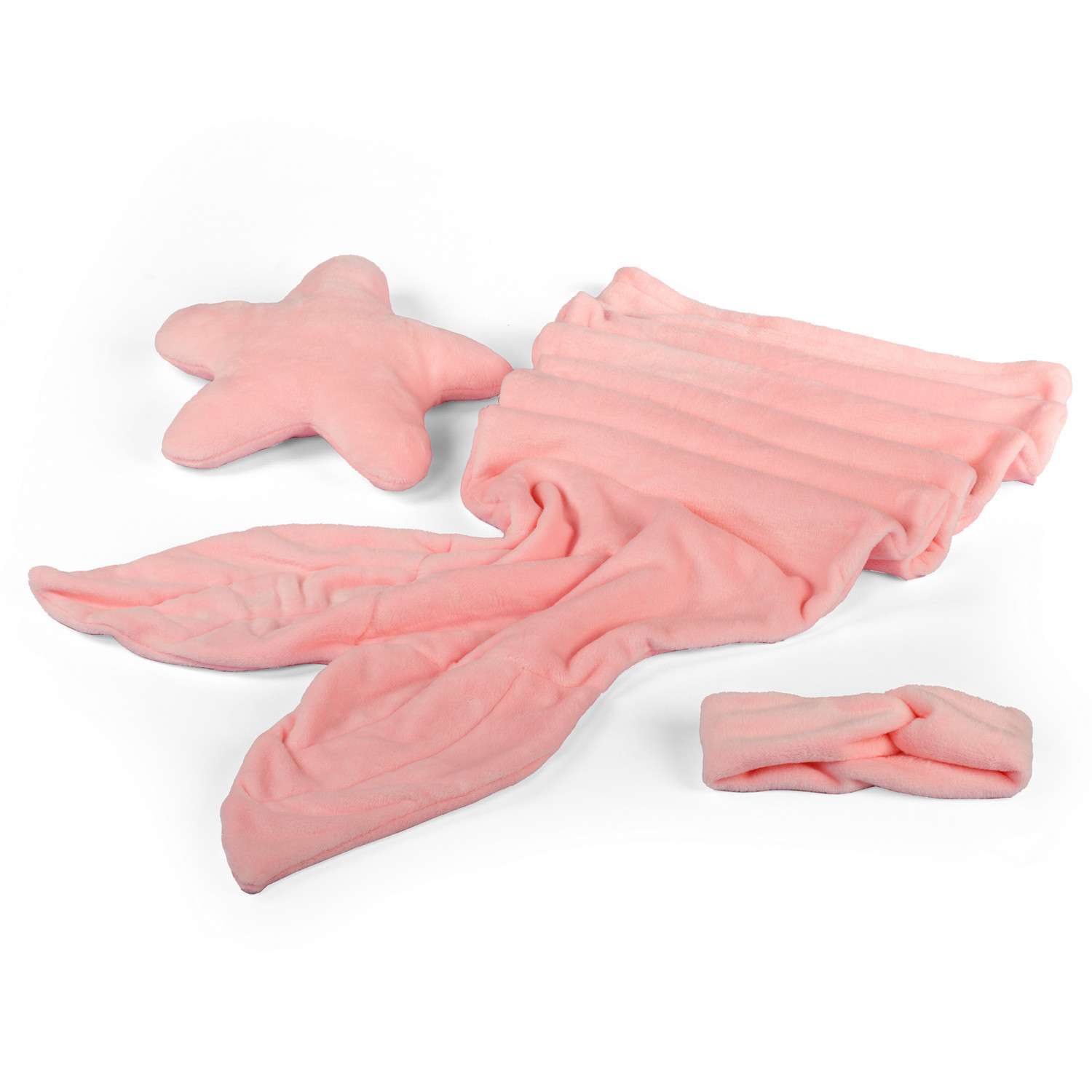 Набор Тутси Русалка плед подушка резинка для волос плюш розовый - фото 1
